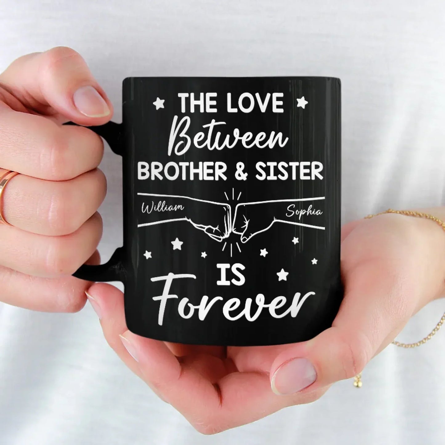 Siblings By Birth, Best Friends By Choice - Family Personalized Custom Black Mug - Gift For Family Members, Siblings, Brothers, Sisters