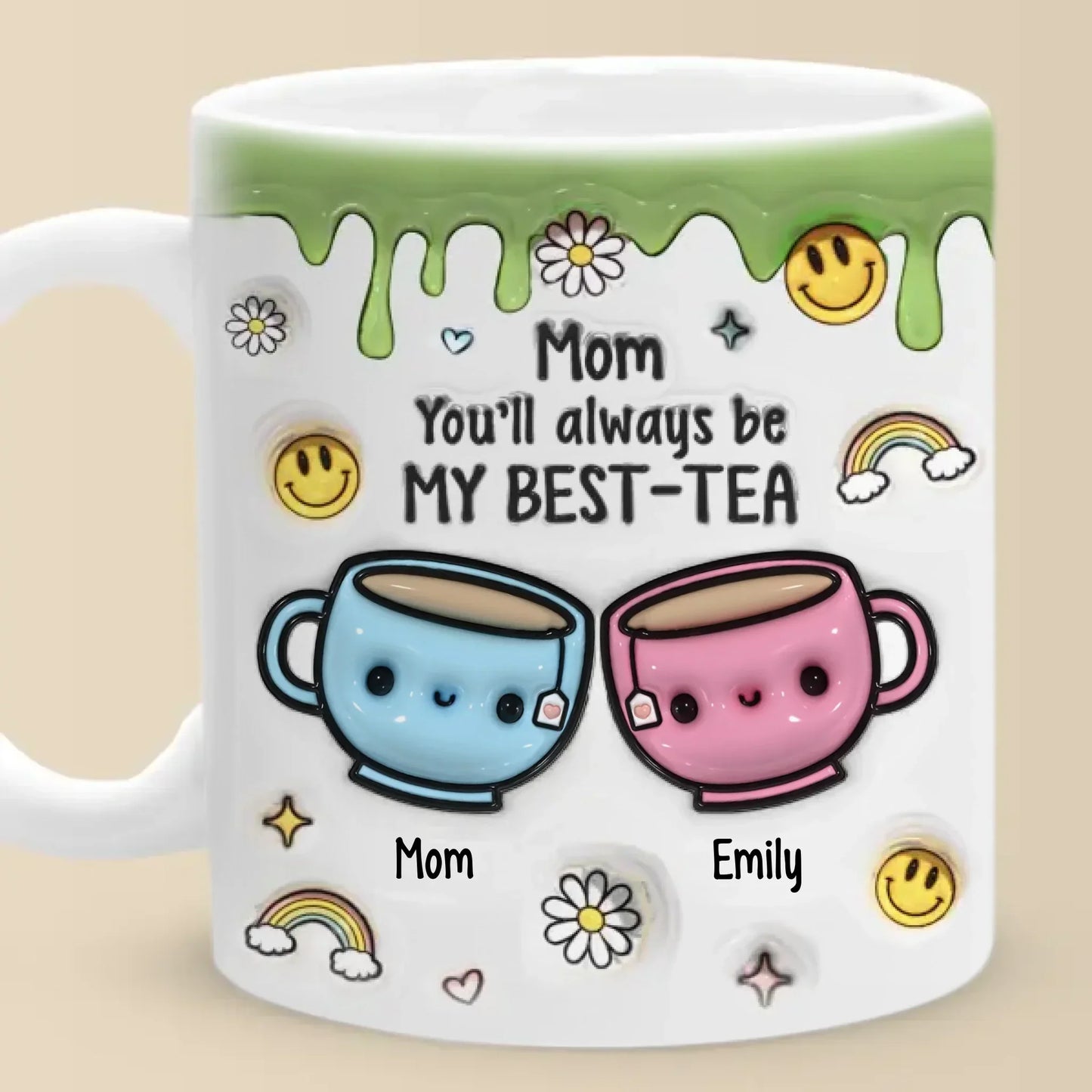 Forever Connected, Always Loved - Family Personalized Custom 3D Inflated Effect Printed Mug - Gift For Mom, Daughter
