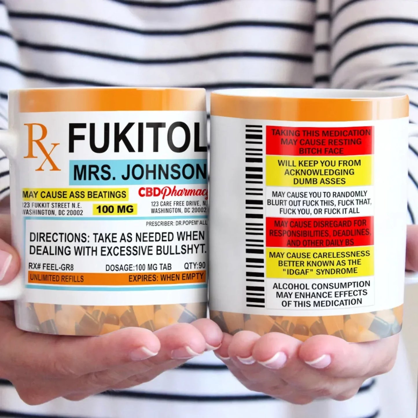 Fukitol Rx Prescription For Recharging Your Mind And Soul - Friend Personalized Custom Mug - New Arrival, Gift For Best Friends, Sisters, Family Members, Coworkers AMZ