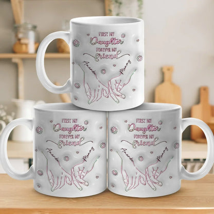 From My Hands To Yours, Always - Family Personalized Custom 3D Inflated Effect Printed Mug - Mother's Day, Gift For Mom, Daughter
