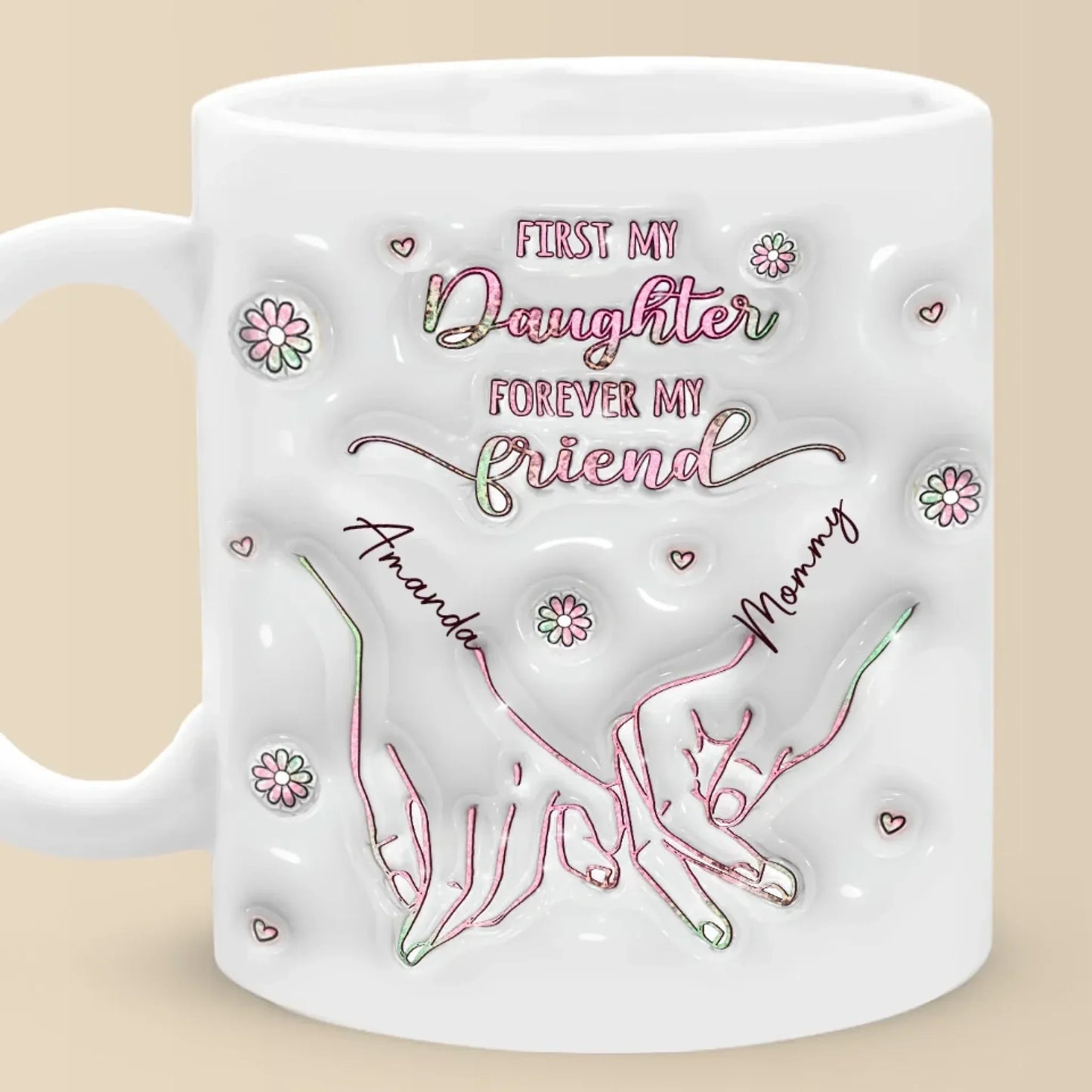 From My Hands To Yours, Always - Family Personalized Custom 3D Inflated Effect Printed Mug - Mother's Day, Gift For Mom, Daughter