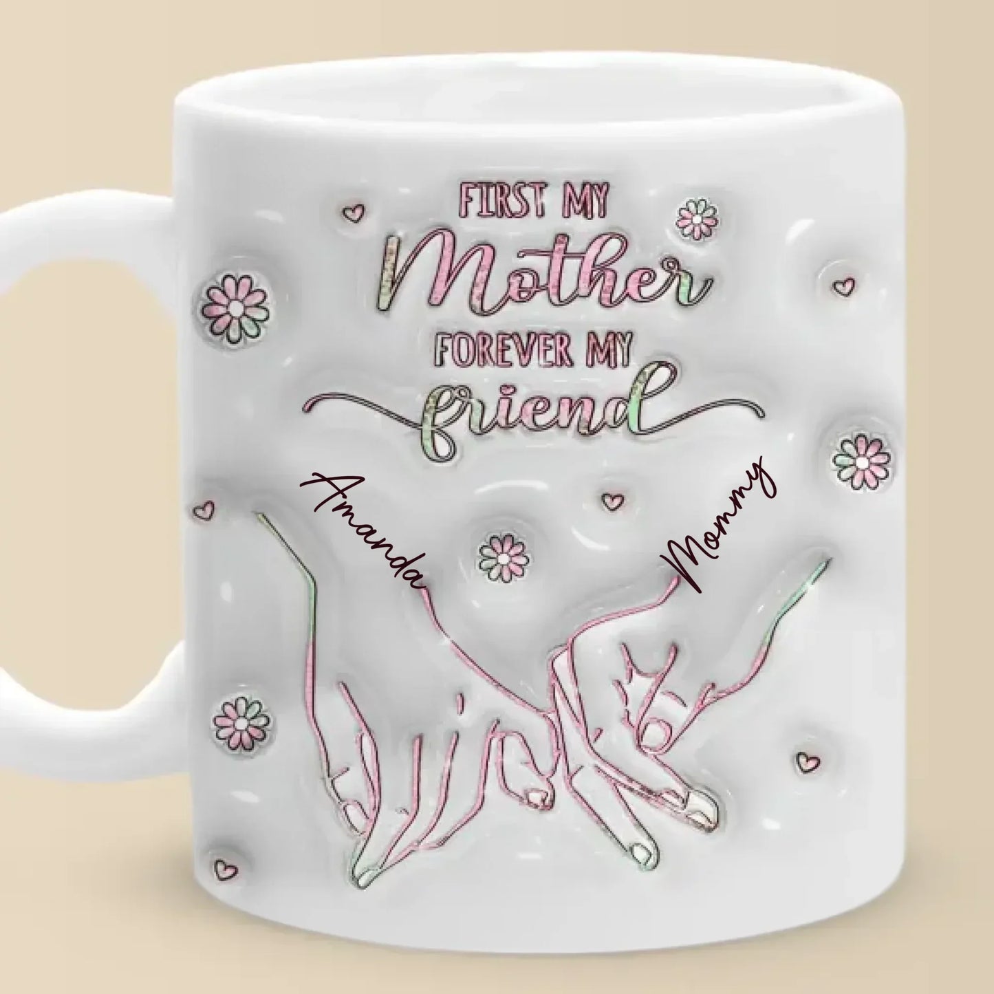 From My Hands To Yours, Always - Family Personalized Custom 3D Inflated Effect Printed Mug - Mother's Day, Gift For Mom, Daughter