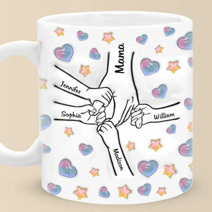 Holding Mama's Love Forever - Family Personalized Custom 3D Inflated Effect Printed Mug - Mother's Day Gift For Mom, Grandma