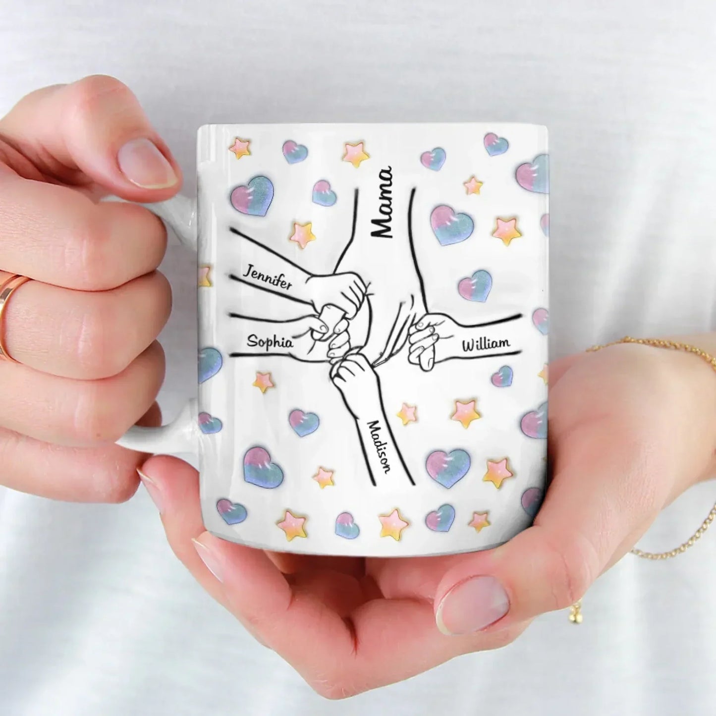 Holding Mama's Love Forever - Family Personalized Custom 3D Inflated Effect Printed Mug - Mother's Day Gift For Mom, Grandma