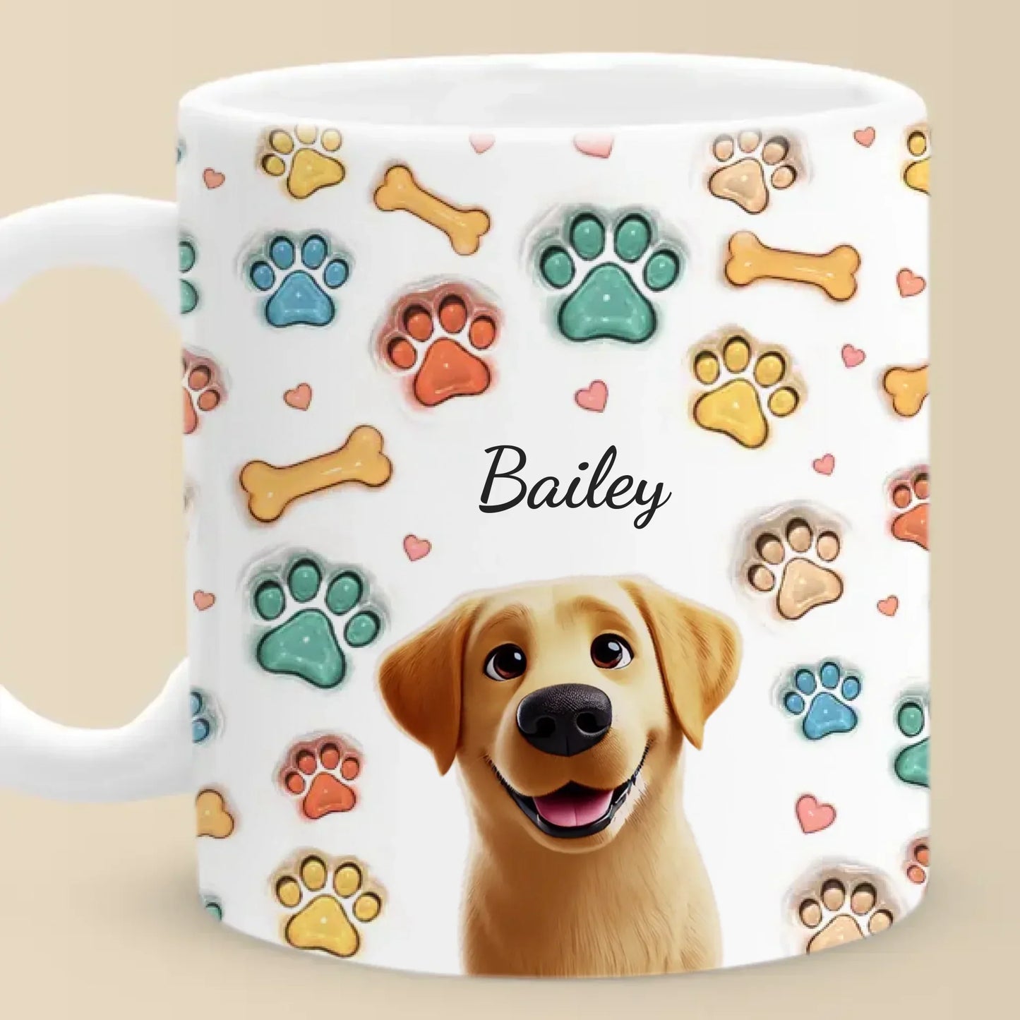 Stay Pawsitive, Wag More, Bark Less - Dog & Cat Personalized Custom 3D Inflated Effect Printed Mug - Gift For Pet Owners, Pet Lovers