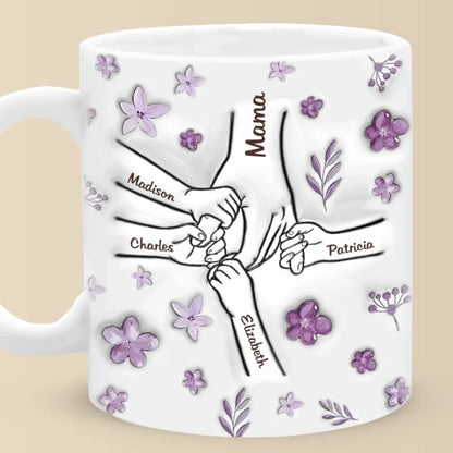 Grandma Holds Our Hearts Forever - Family Personalized Custom 3D Inflated Effect Printed Mug - Mother's Day, Gift For Mom, Grandma