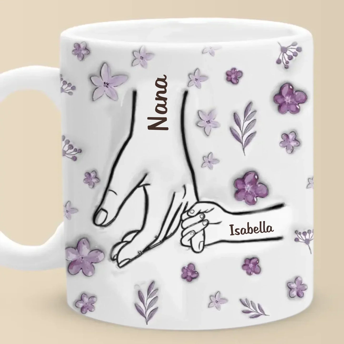 Grandma Holds Our Hearts Forever - Family Personalized Custom 3D Inflated Effect Printed Mug - Mother's Day, Gift For Mom, Grandma