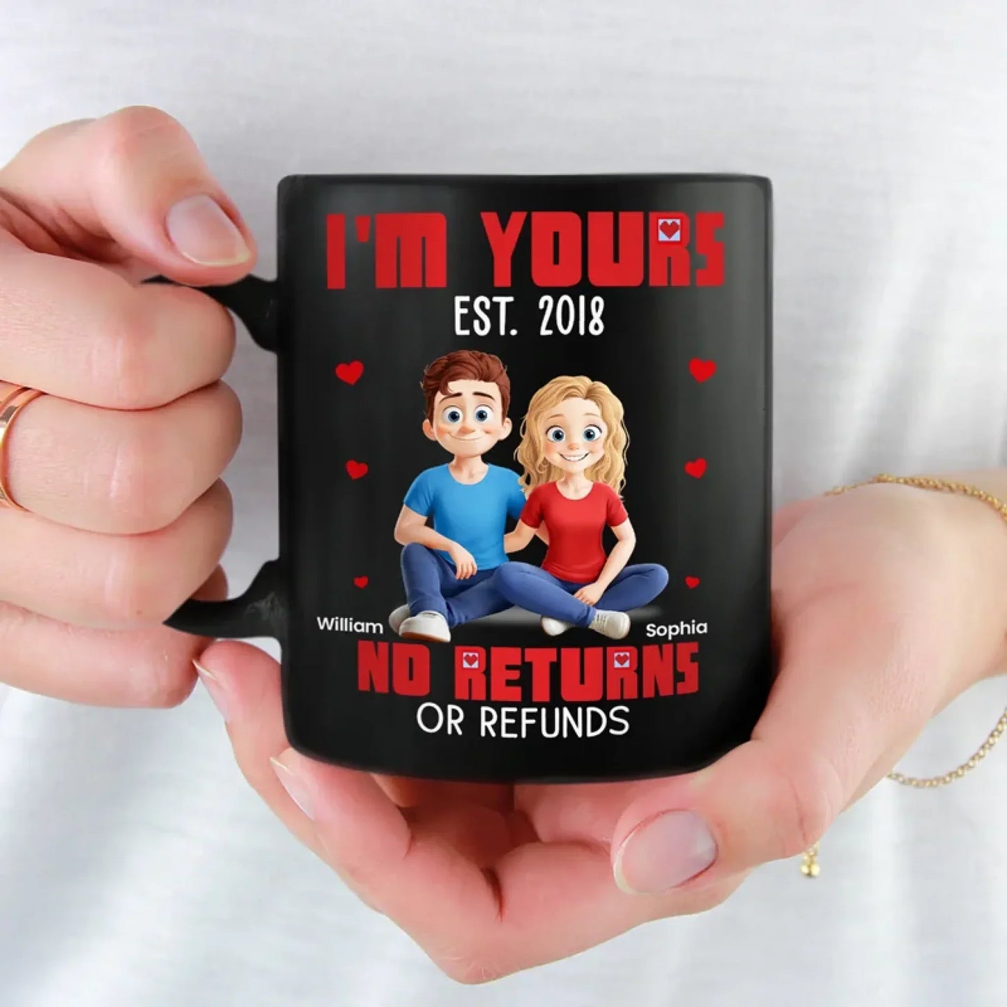 Stuck With Me Since The Beginning - Couple Personalized Custom Black Mug - Gift For Husband Wife, Anniversary