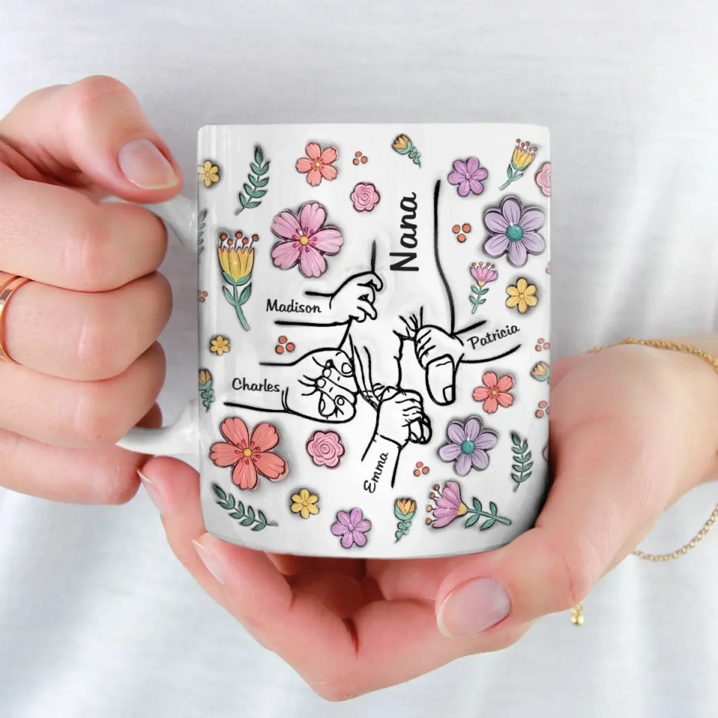 The Most Beautiful Flowers Bloom In A Mother's Love - Family Personalized Custom 3D Inflated Effect Printed Mug - Mother's Day, Gift For Mom, Grandma