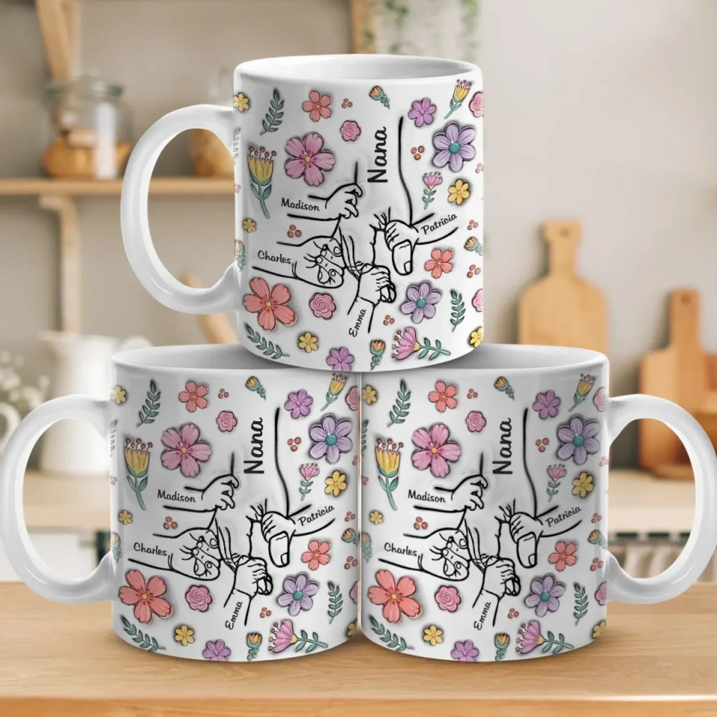 The Most Beautiful Flowers Bloom In A Mother's Love - Family Personalized Custom 3D Inflated Effect Printed Mug - Mother's Day, Gift For Mom, Grandma