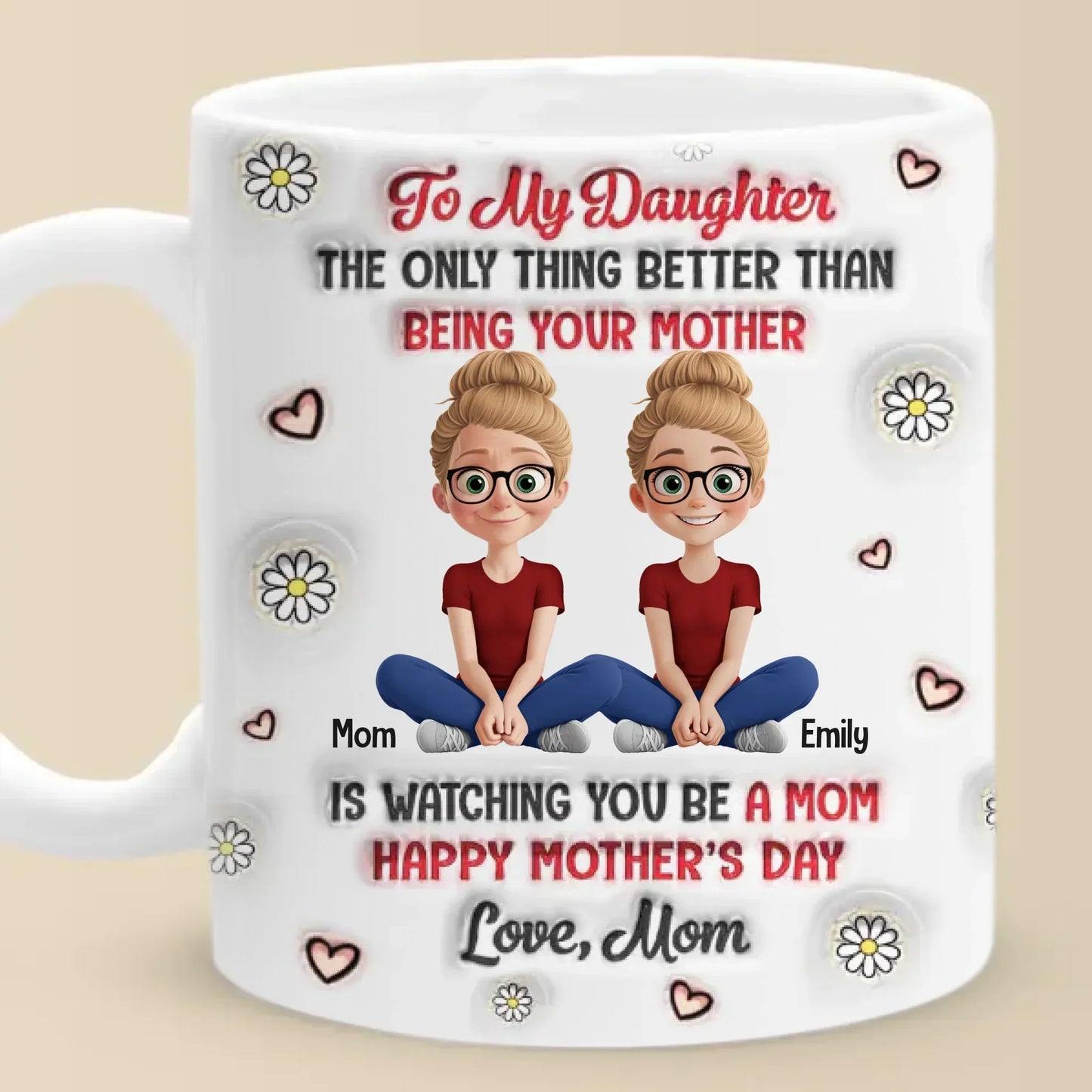 Motherhood, The Most Beautiful Journey - Family Personalized Custom 3D Inflated Effect Printed Mug - Mother's Day, Gift For Mom, Grandma
