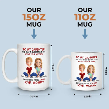 My Heart Overflows With Love Seeing My Daughter As A Mom - Family Personalized Custom Mug - Gift For Mom, Daughter