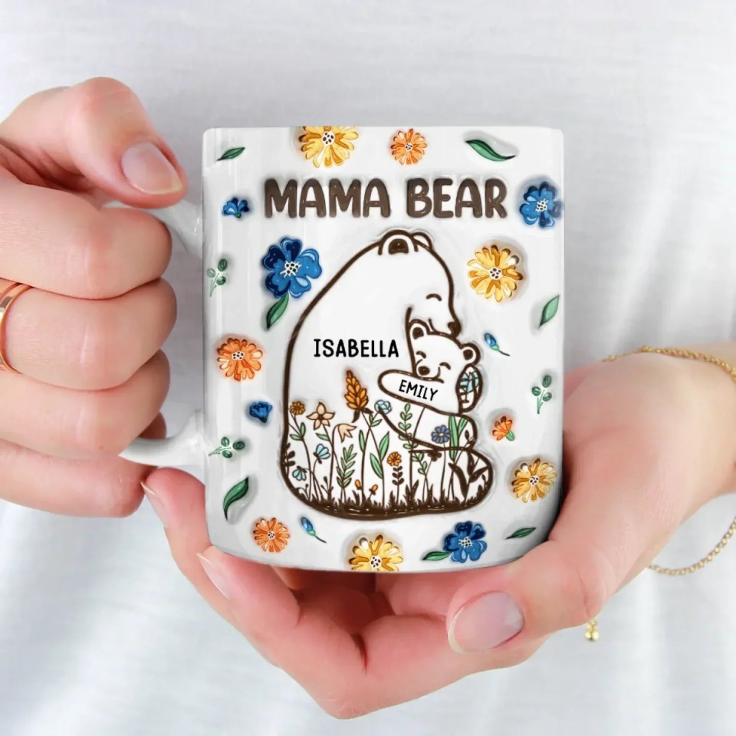 Mama Bear, Always There - Family Personalized Custom 3D Inflated Effect Printed Mug - Mother's Day, Gift For Mom, Grandma