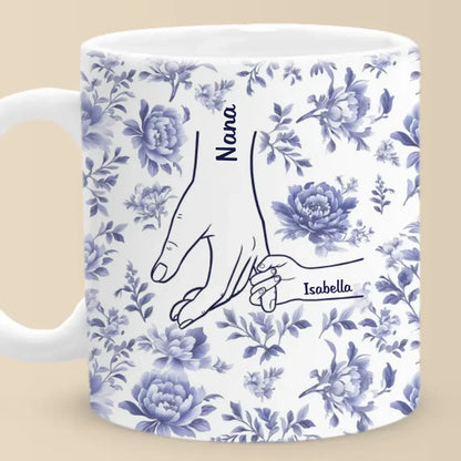 Love Held Between Our Hands - Family Personalized Custom Mug - Mother's Day, Gift For Mom, Grandma