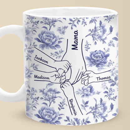 Love Held Between Our Hands - Family Personalized Custom Mug - Mother's Day, Gift For Mom, Grandma
