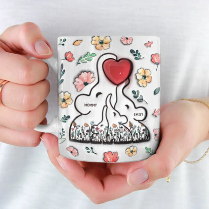 Built With Love, Held By Heart - Family Personalized Custom 3D Inflated Effect Printed Mug - Mother's Day, Gift For Mom, Grandma