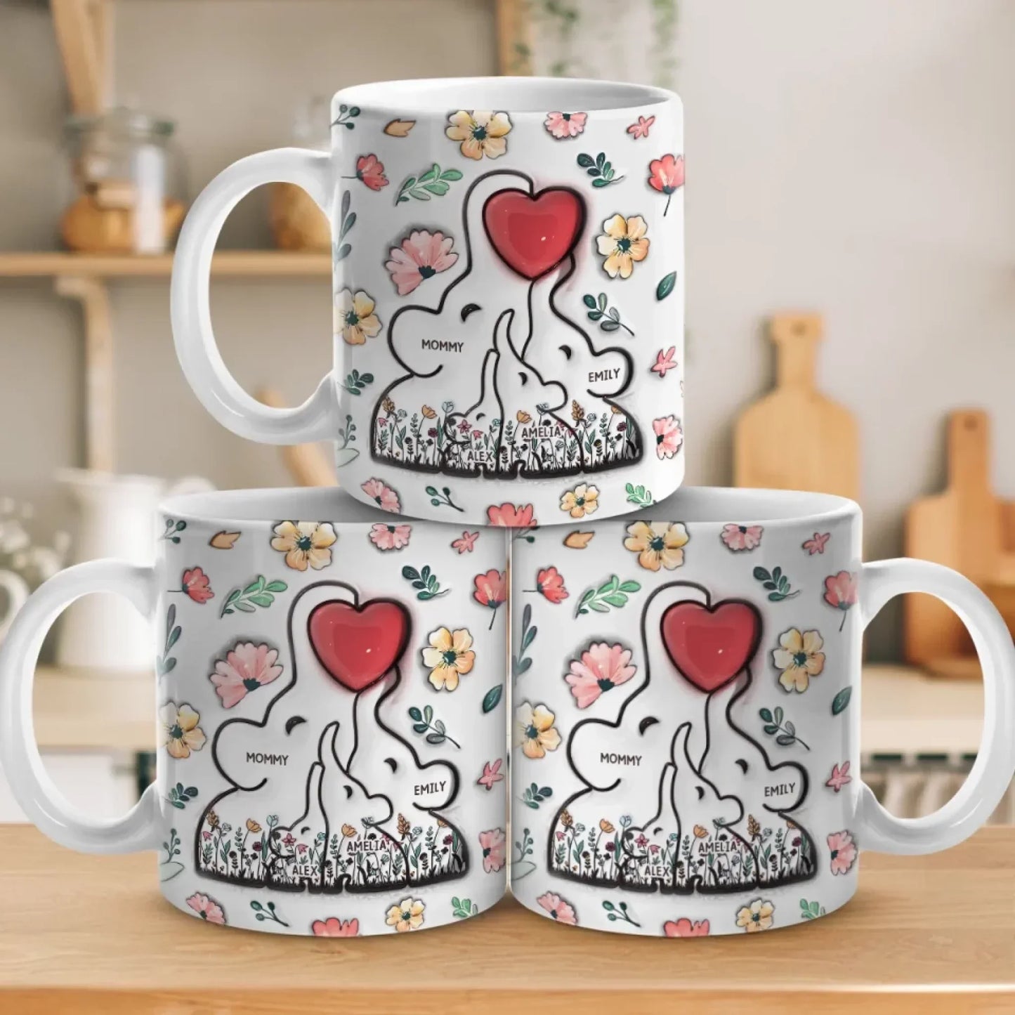 Built With Love, Held By Heart - Family Personalized Custom 3D Inflated Effect Printed Mug - Mother's Day, Gift For Mom, Grandma