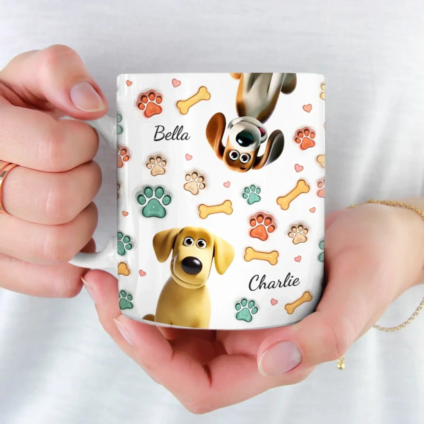 Made Of Love, Fur And A Whole Lot Of Treats - Dog Personalized Custom 3D Inflated Effect Printed Mug - Gift For Pet Owners, Pet Lovers