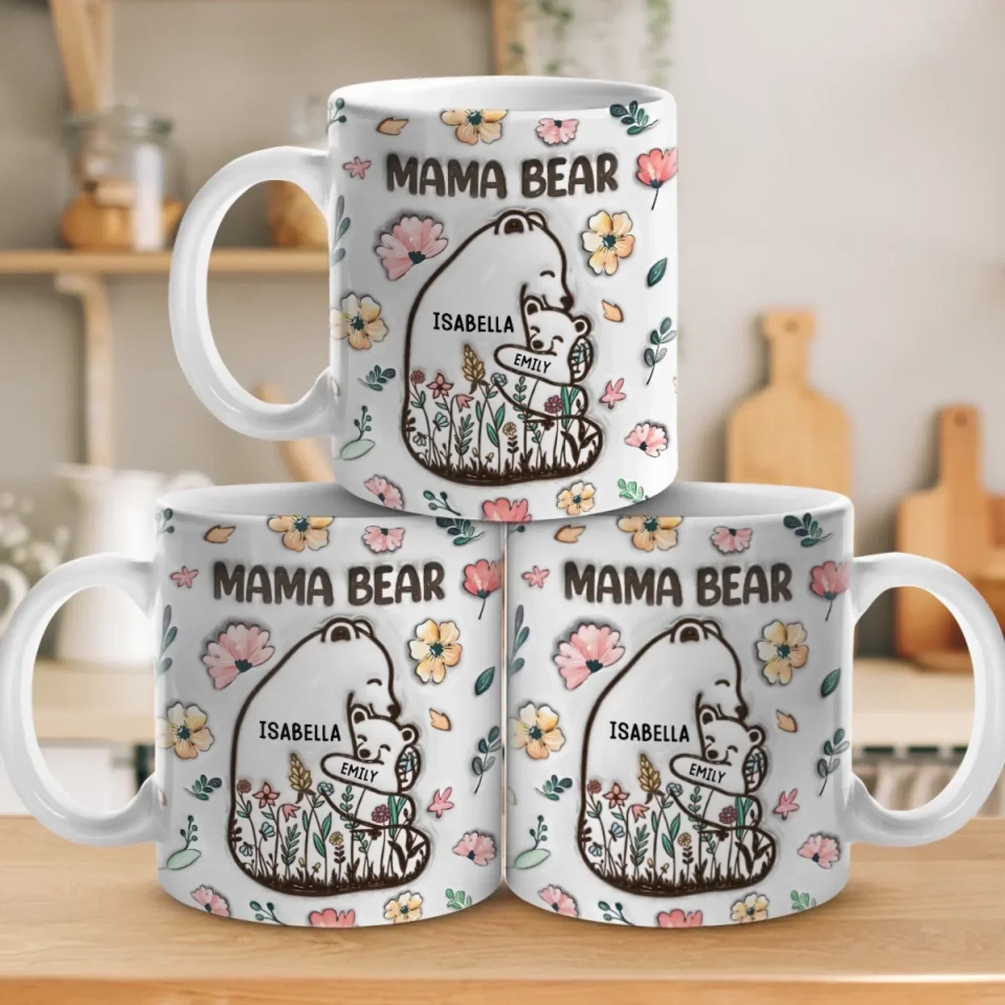 Always Snuggled In Mama Bear's Love - Family Personalized Custom 3D Inflated Effect Printed Mug - Mother's Day, Gift For Mom, Grandma