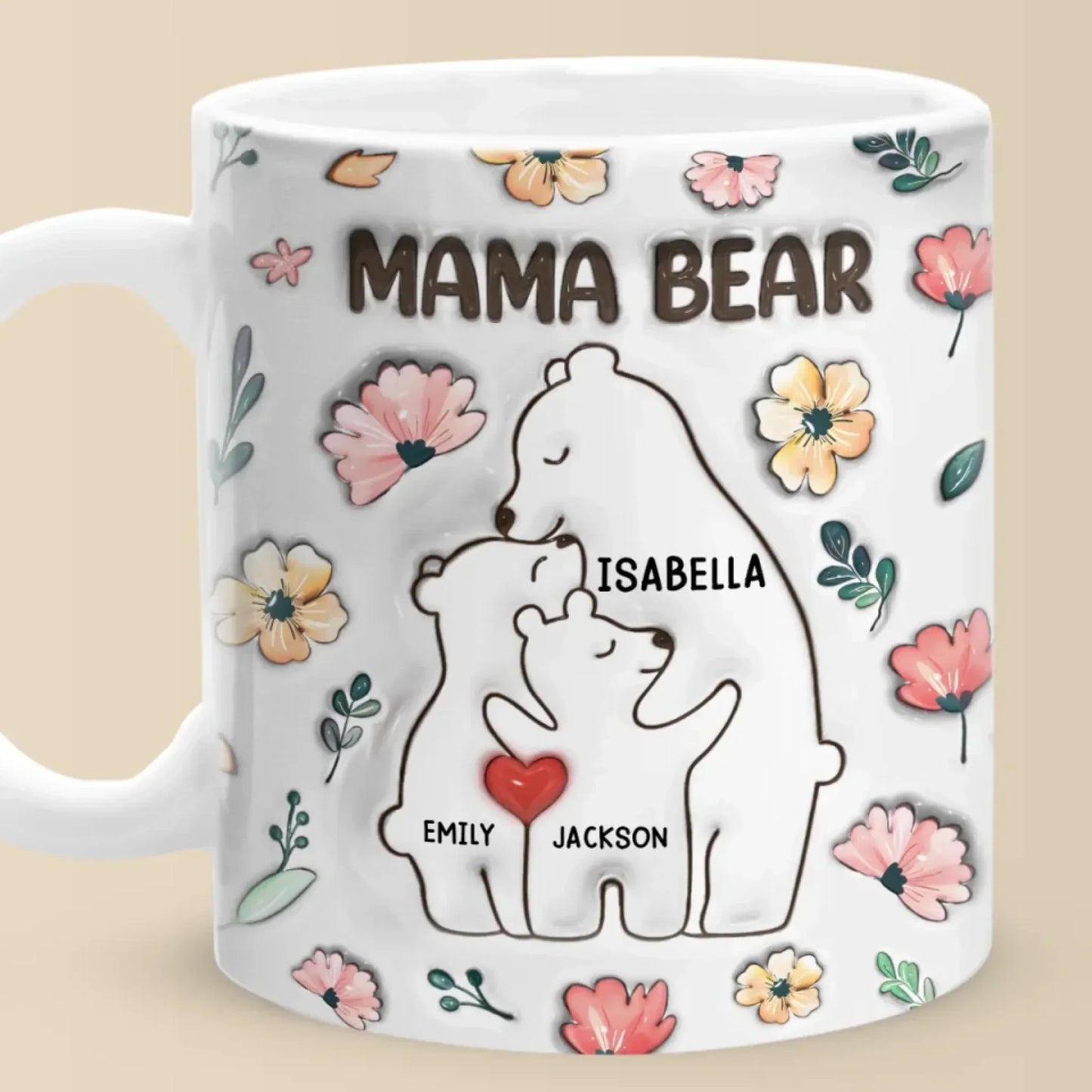 Love You Beary Much, Mama - Family Personalized Custom 3D Inflated Effect Printed Mug - Mother's Day, Gift For Mom, Grandma