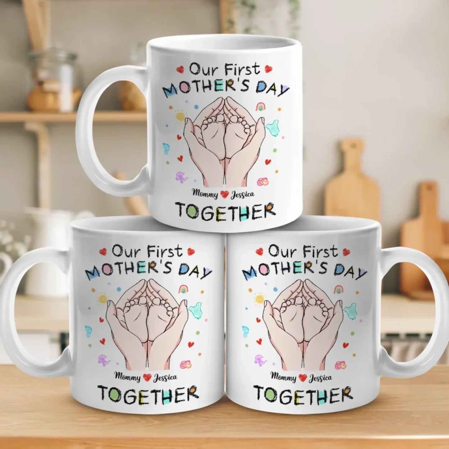 Tiny Toes, Big Love - Family Personalized Custom Mug - Mother's Day, Baby Shower Gift, Gift For First Mom