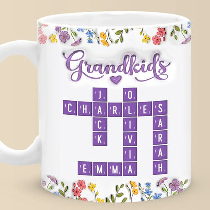 Love Stitched In Every Name - Family Personalized Custom 3D Inflated Effect Printed Mug - Mother's Day, Gift For Mom, Grandma