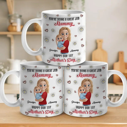 Mommy, You Make Life So Sweet - Family Personalized Custom 3D Inflated Effect Printed Mug - Mother's Day, Baby Shower Gift, Gift For First Mom