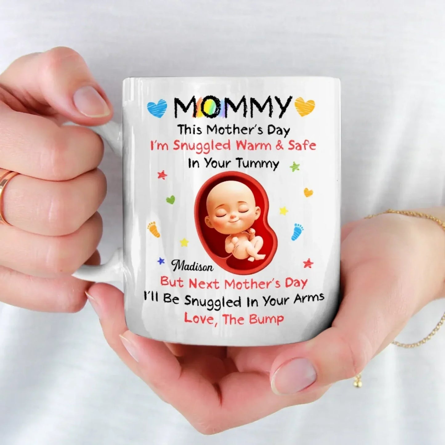 Sending Cuddles From The Inside - Family Personalized Custom Mug - Mother's Day, Baby Shower Gift, Gift For First Mom