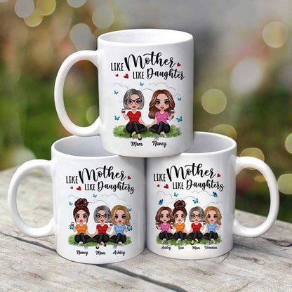 Butterflies Doll Mom Daughters Sitting Like Mother Like Daughter Personalized Mug