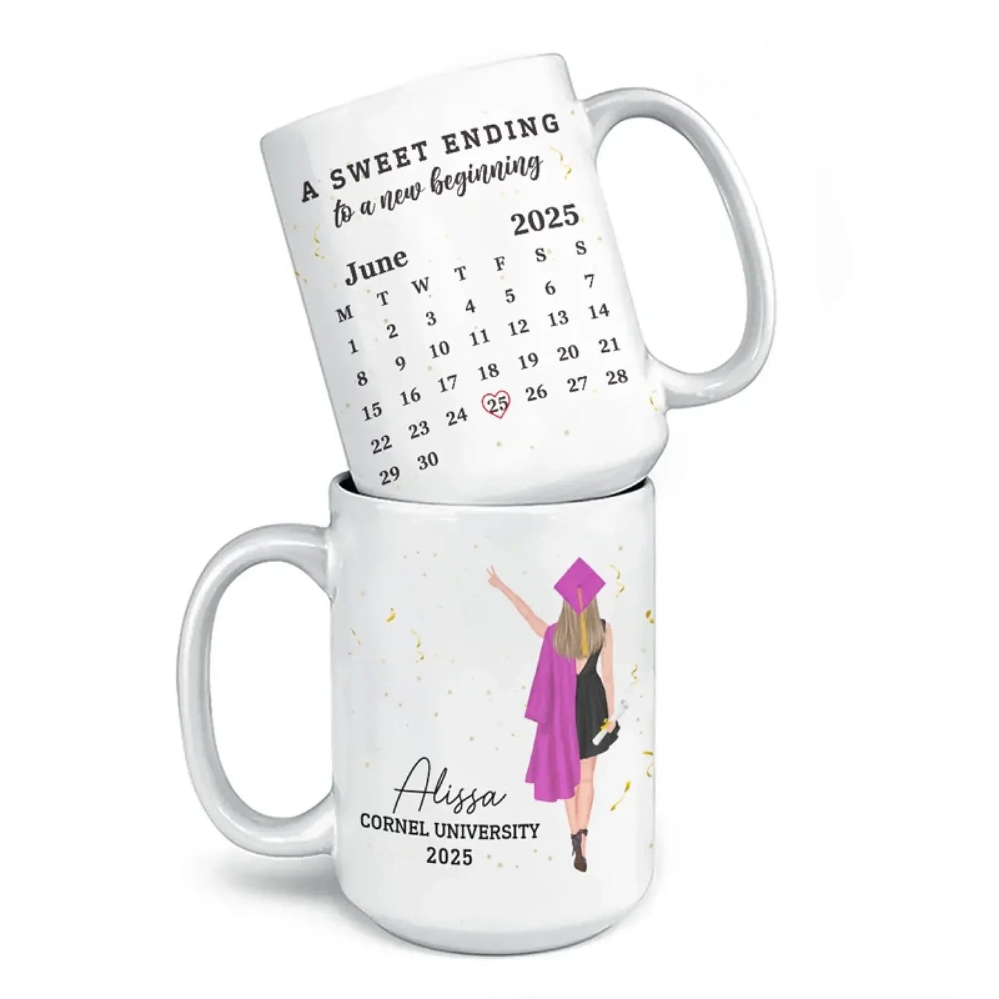 A Sweet Ending To A New Beginning - Family Personalized Custom Mug - Graduation Gift For Family Members, Siblings, Brothers, Sisters