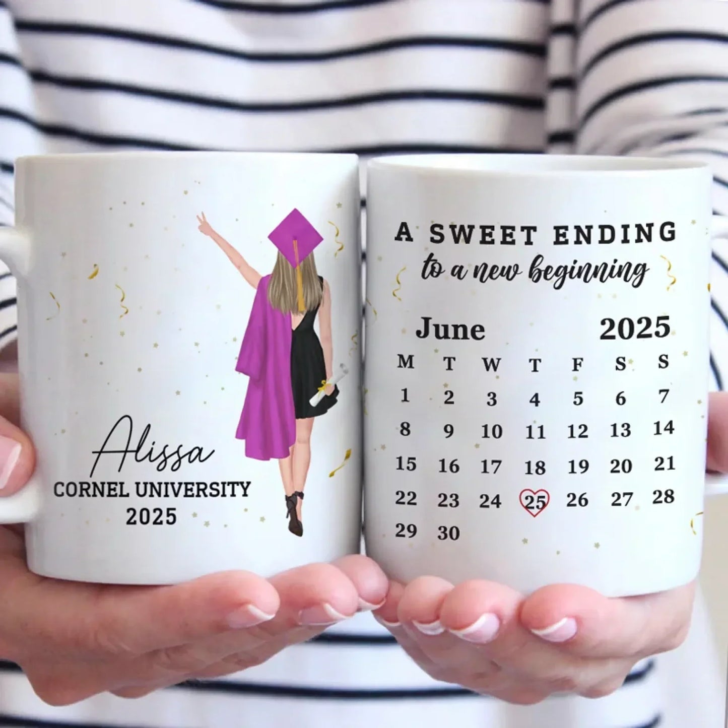 A Sweet Ending To A New Beginning - Family Personalized Custom Mug - Graduation Gift For Family Members, Siblings, Brothers, Sisters
