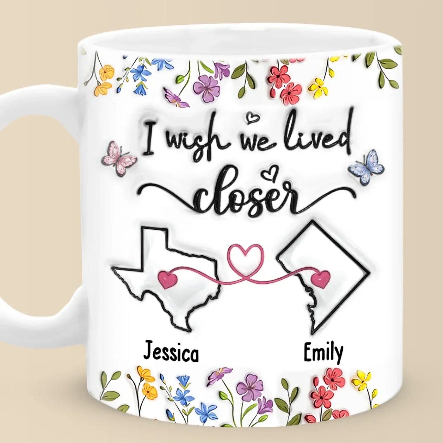 Real Friendship Transcends Time And Space - Bestie Personalized Custom 3D Inflated Effect Printed Mug - New Arrival, Gift For Best Friends, BFF, Sisters AMZ