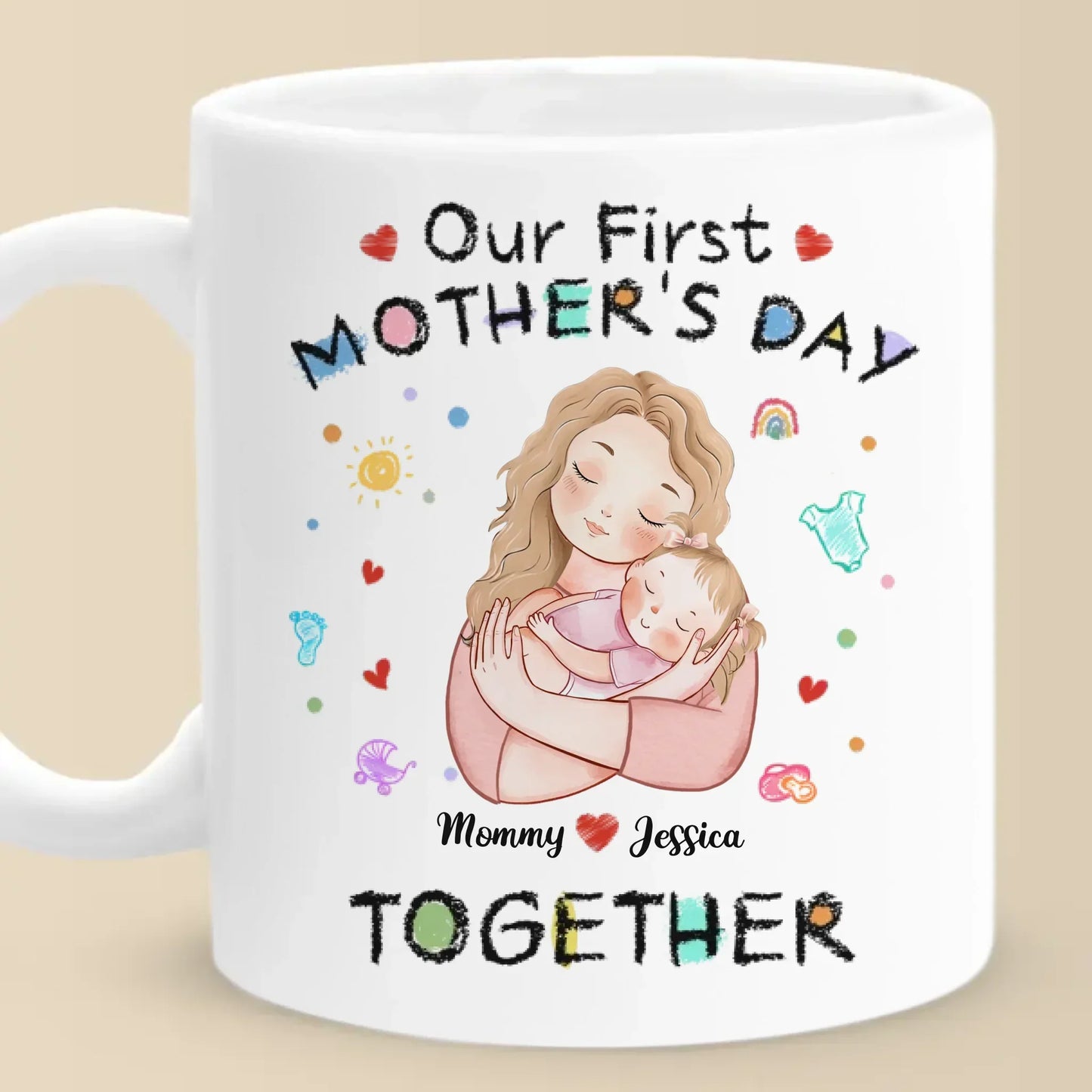 From This Day On, Forever Us - Family Personalized Custom Mug - Mother's Day, Baby Shower Gift, Gift For First Mom