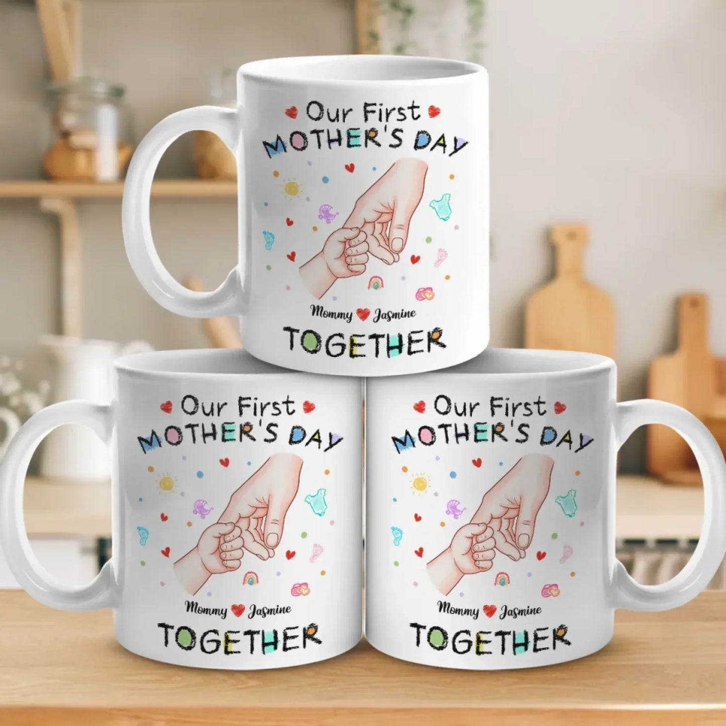 Your Tiny Hand, My Whole Heart - Family Personalized Custom Mug - Mother's Day, Baby Shower Gift, Gift For First Mom