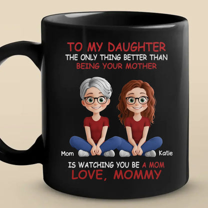 Bonded By Heart, United By Love - Family Personalized Custom Black Mug - Mother's Day, Gift For Mom, Daughter