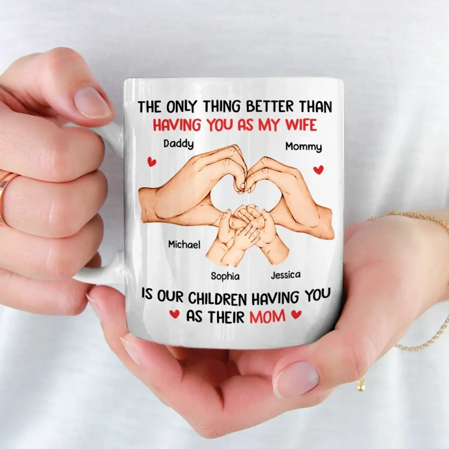 You're Not Just My Love, You're The Heart Of Our Family - Family Personalized Custom Mug - Mother's Day, Gift For Wife, Anniversary