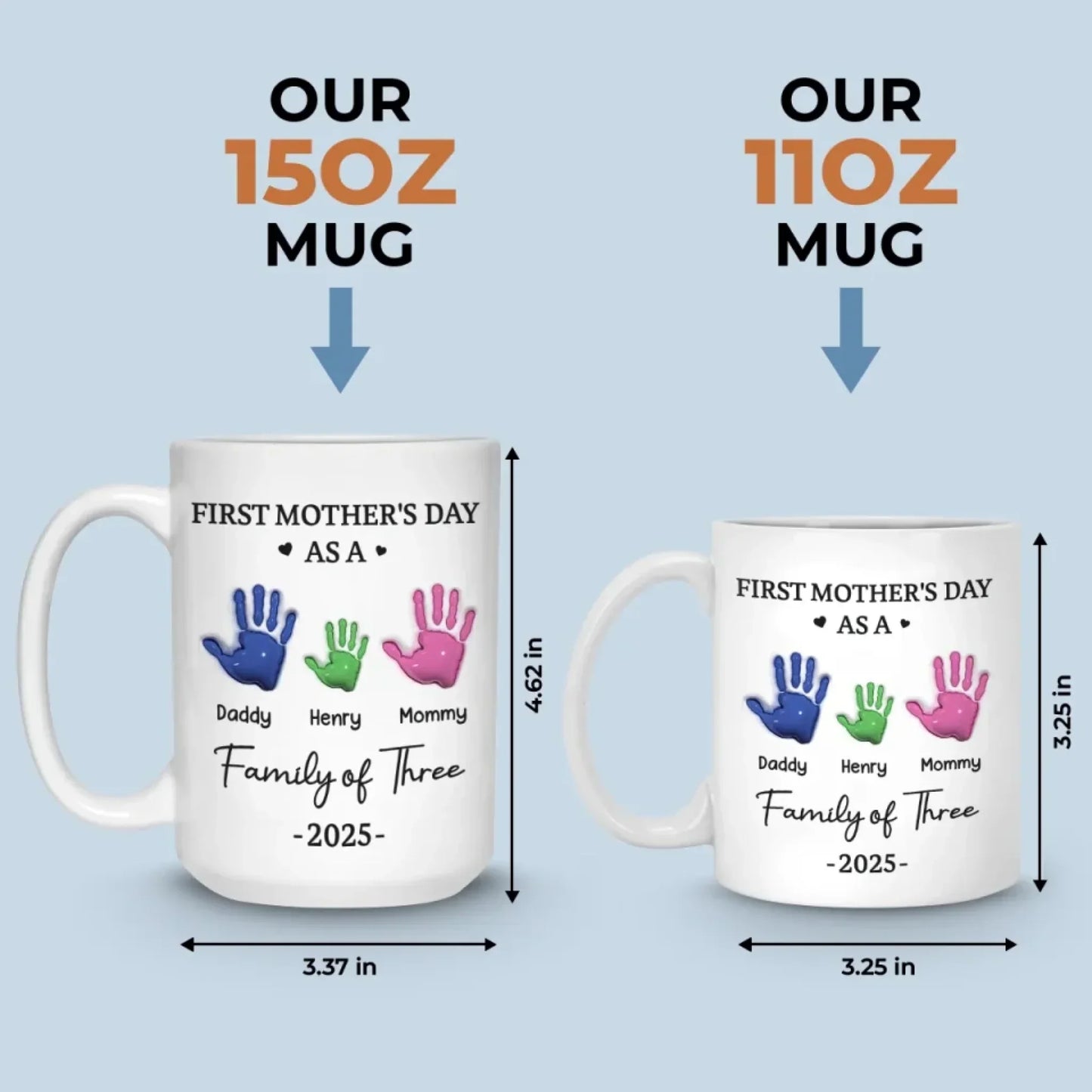 Our First Mother's Day - Family Personalized Custom 3D Inflated Effect Printed Mug - Mother's Day, Baby Shower Gift, Gift For First Mom