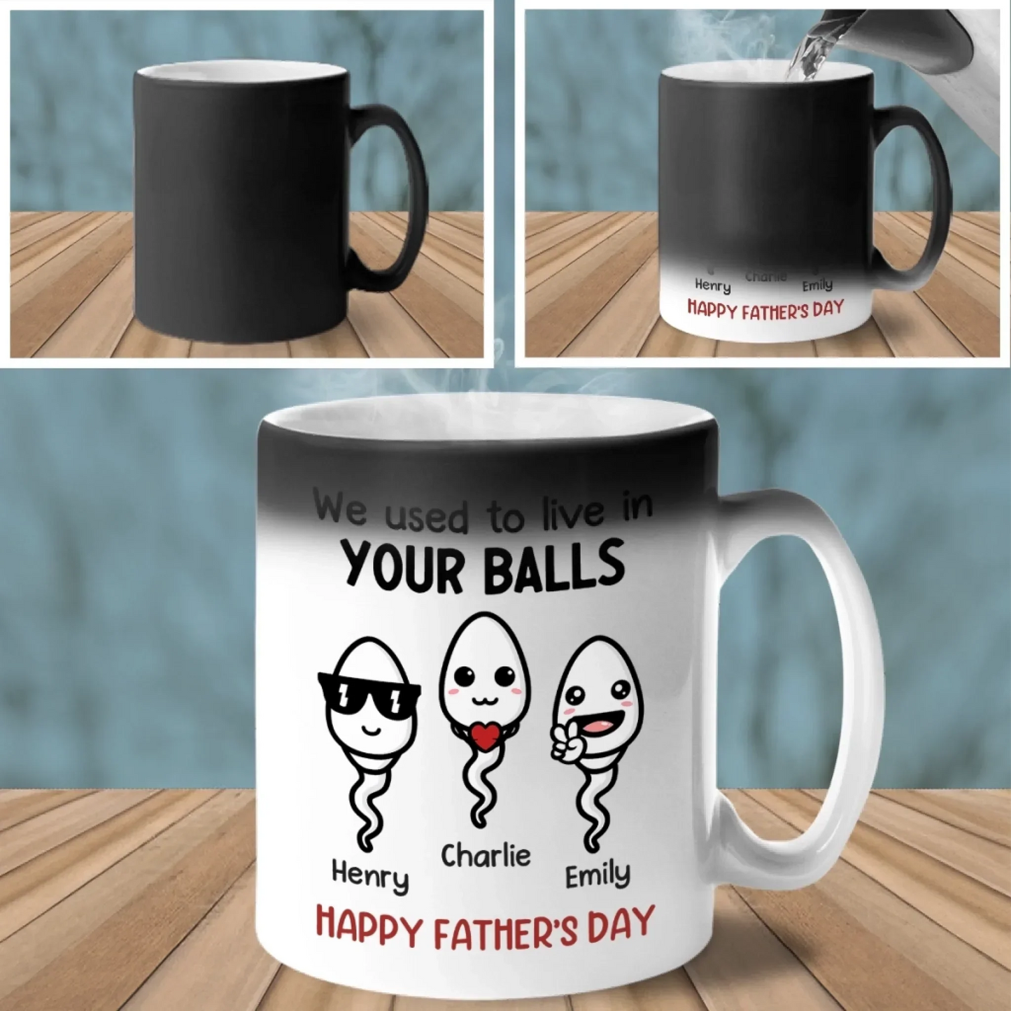 We Swam Hard To Be Here - Family Personalized Custom Color Changing Mug - Father's Day, Gift For Dad