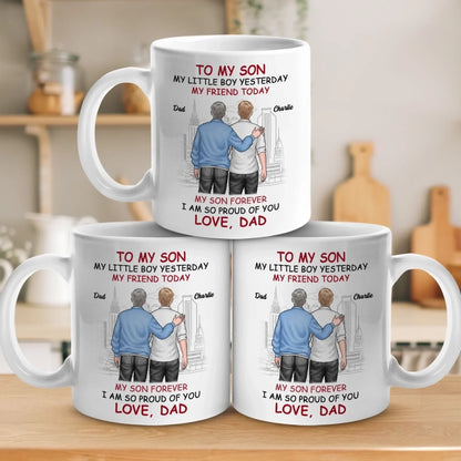 Forever Proud Of You - Family Personalized Custom Mug - Father's Day, Gift For Son