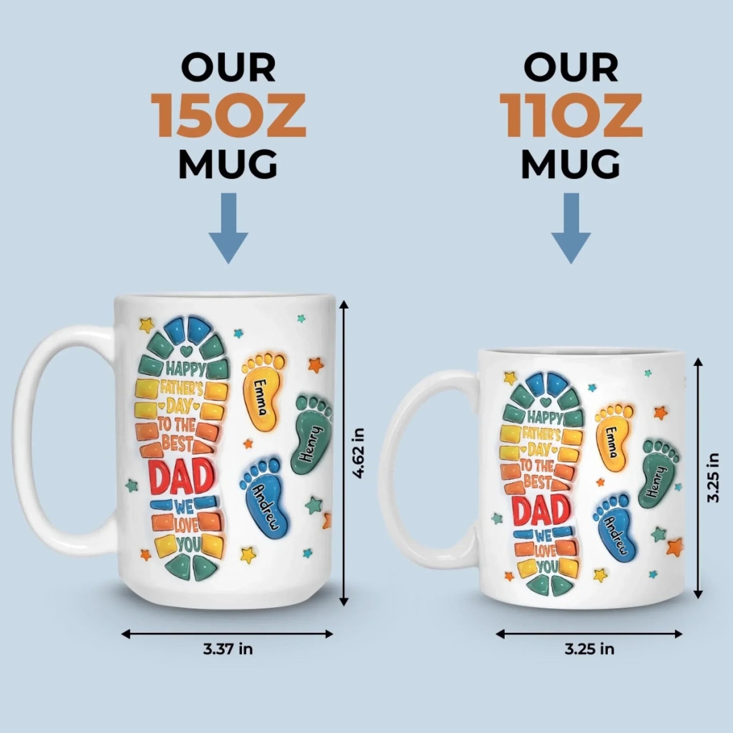 Following In Your Footsteps - Family Personalized Custom 3D Inflated Effect Printed Mug - Father's Day, Gift For Dad, Grandpa