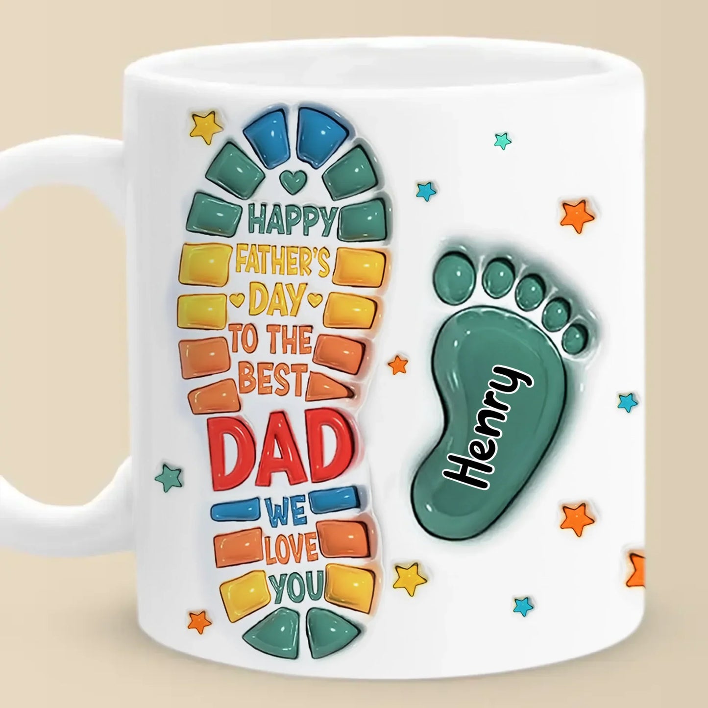 Following In Your Footsteps - Family Personalized Custom 3D Inflated Effect Printed Mug - Father's Day, Gift For Dad, Grandpa