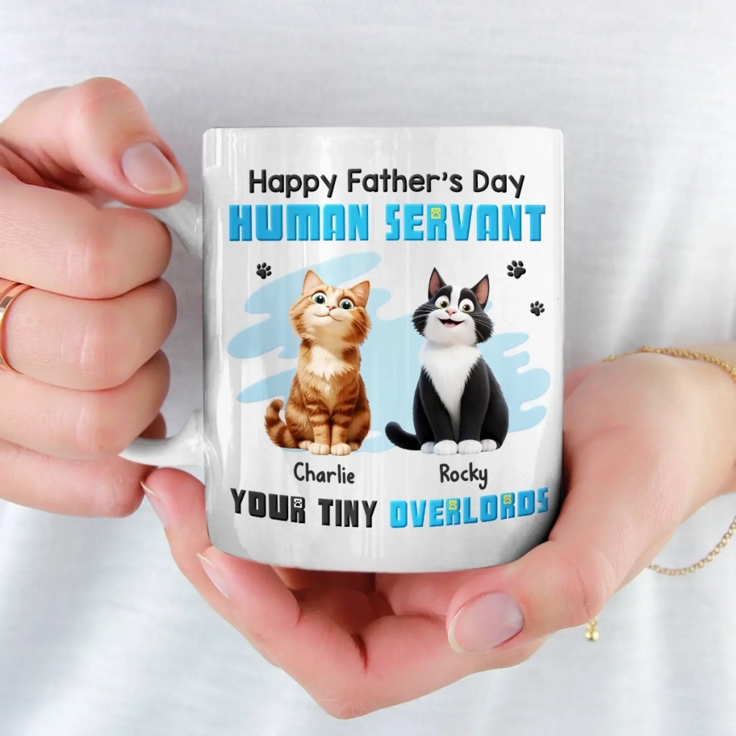 My Paw's On Your Heart Forever - Cat Personalized Custom Mug - Father's Day, Gift For Pet Owners, Pet Lovers