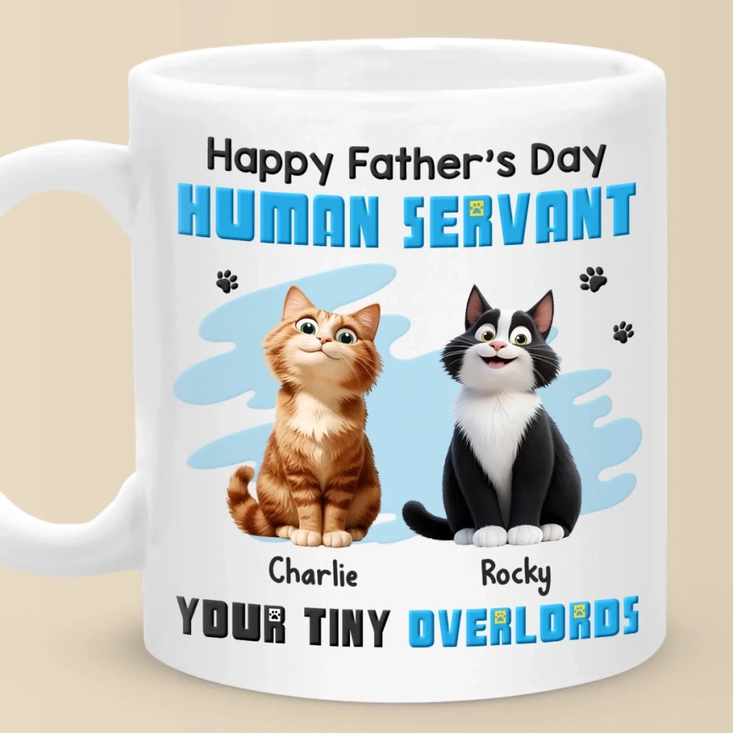 My Paw's On Your Heart Forever - Cat Personalized Custom Mug - Father's Day, Gift For Pet Owners, Pet Lovers