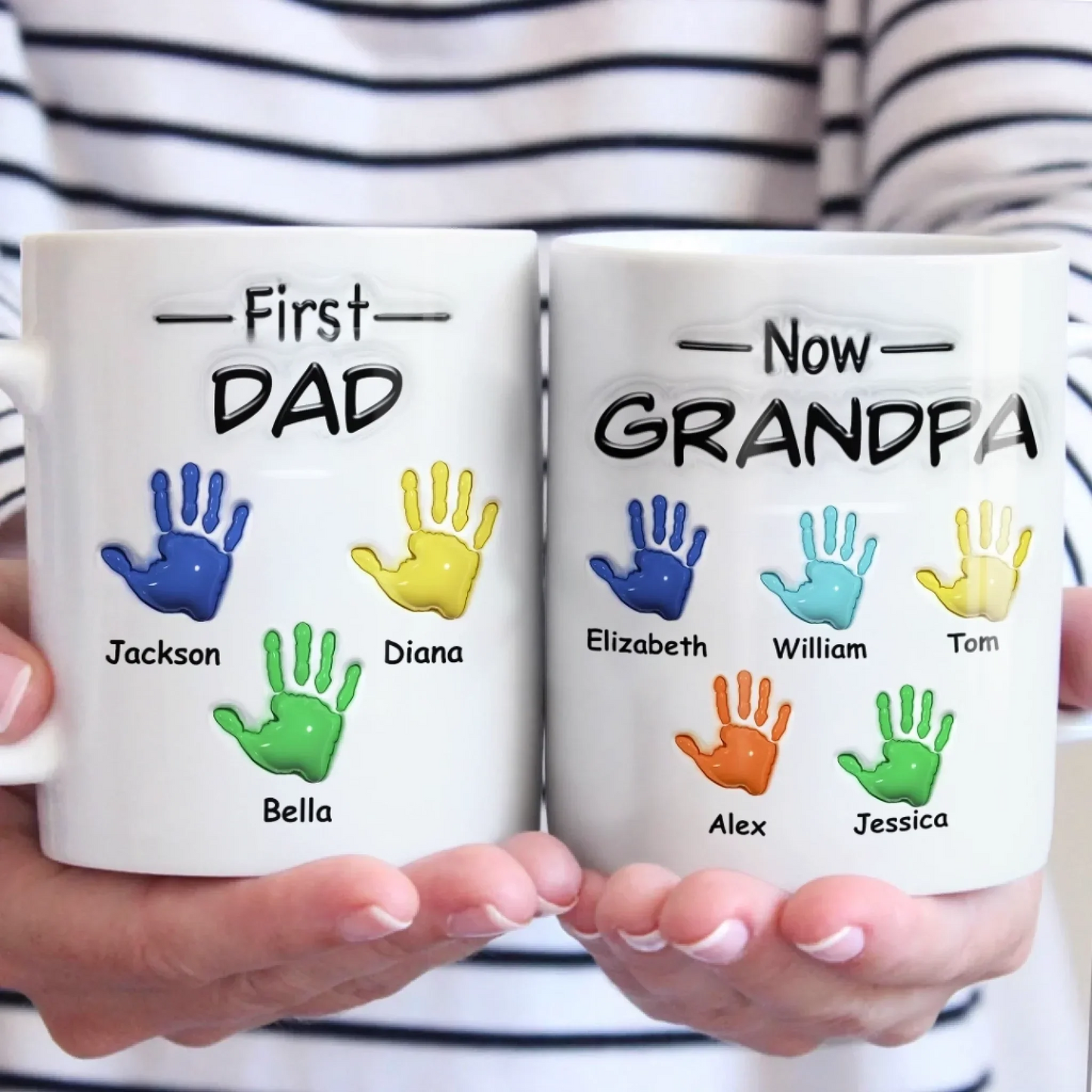 From Dad To Grandpa - Family Personalized Custom 3D Inflated Effect Printed Mug - Father's Day, Gift For Dad, Grandpa