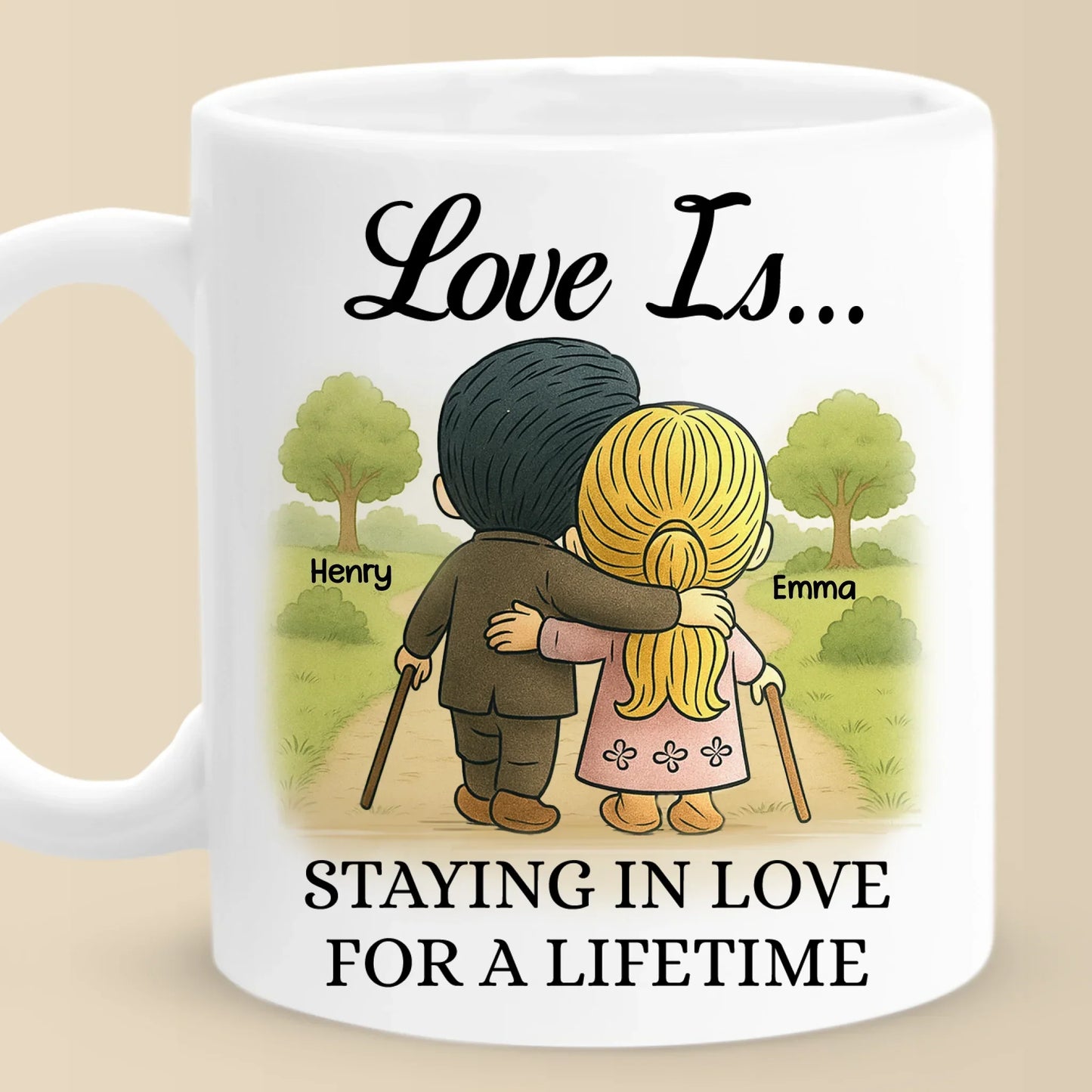 Mug - Personalized Anniversary Wedding Gifts For Husband And Wife, Him And Her - Growing Old Together, Couple Birthday Gifts for Him And Her