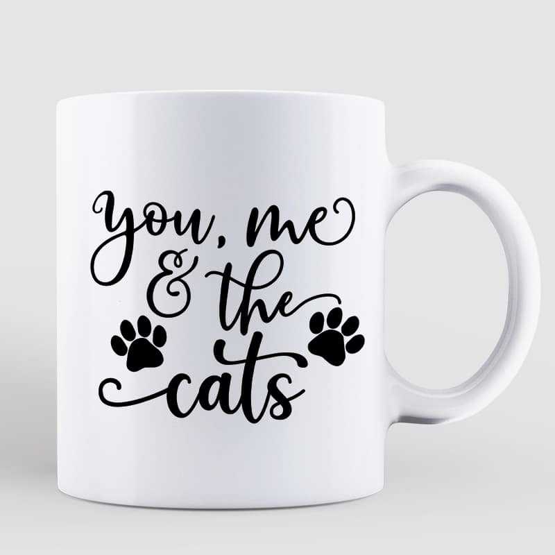 You Me And The Cats Sitting Couple Personalized Mug