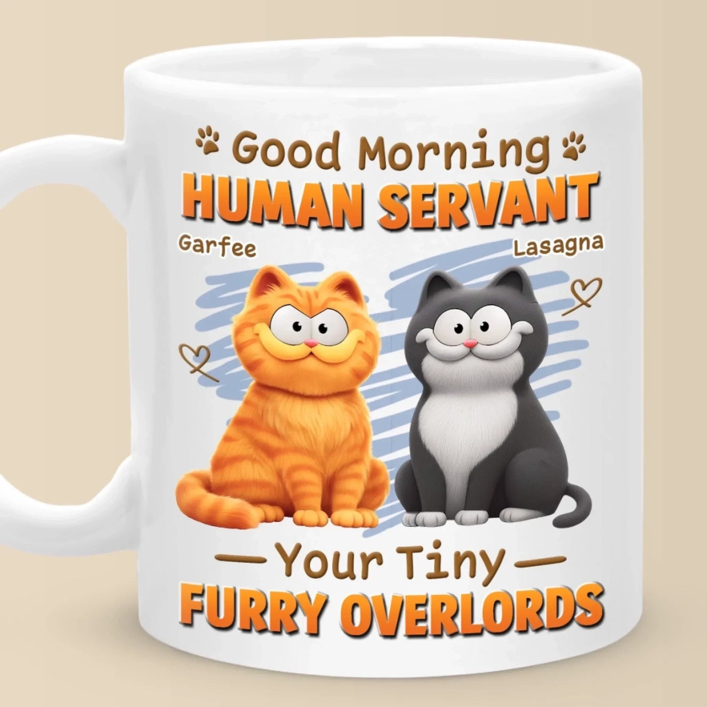 Custom Mug - Personalized Birthday Gifts For Cat Lovers, Cat Mom And Dad - Good Morning Human Servant