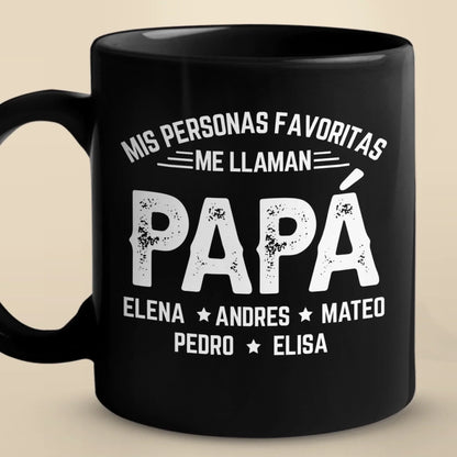 Taza Negra Personalizada - Regalos De Cumplea Personalizados Para Papa, Abuelo - Mis Personas Favoritas Me Llaman Abuelo