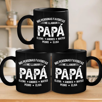 Taza Negra Personalizada - Regalos De Cumplea Personalizados Para Papa, Abuelo - Mis Personas Favoritas Me Llaman Abuelo