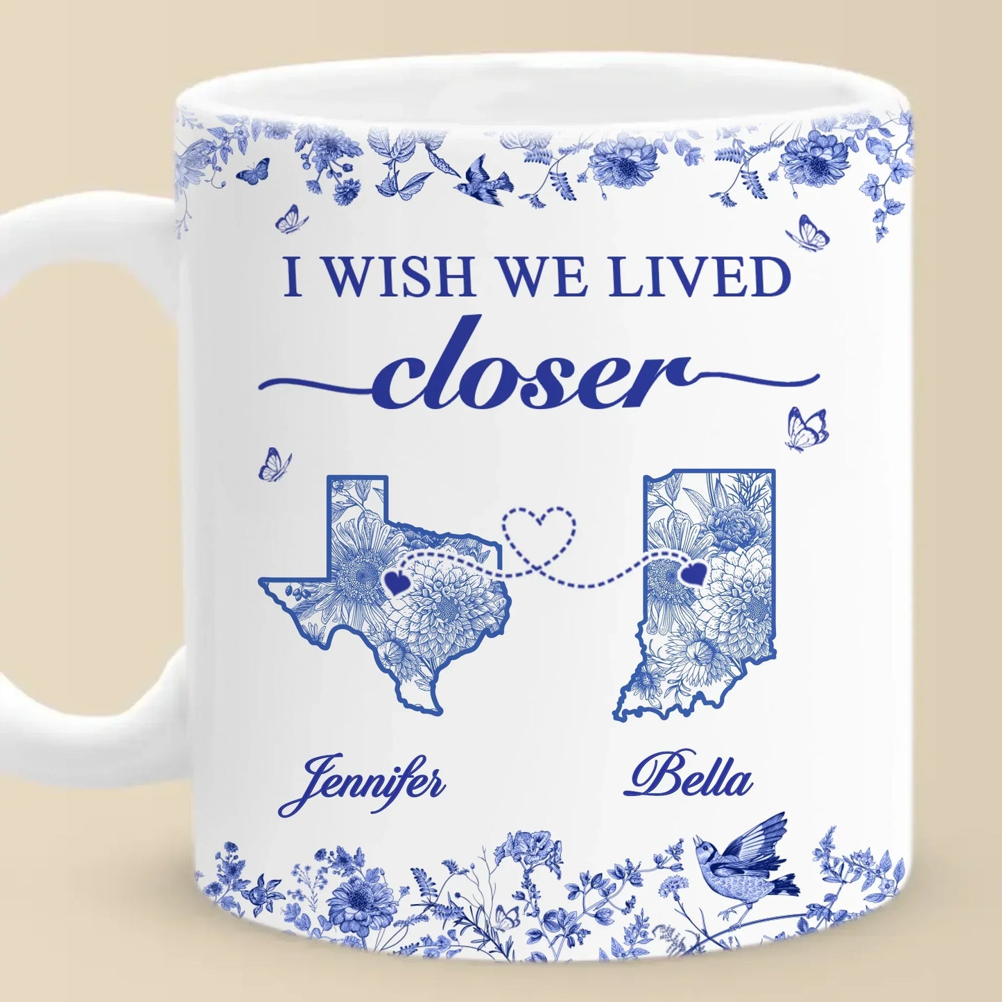 Custom Mug - Personalized Best Friend Birthday Gifts For Women - I Wish We Lived Closer